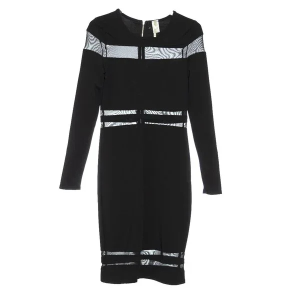 K Too Dresses | Nwt K Too Black Long Sleeve Cutout Mesh Party Dress Size Large | Color: Black | Size: L | Luxemode's Closet